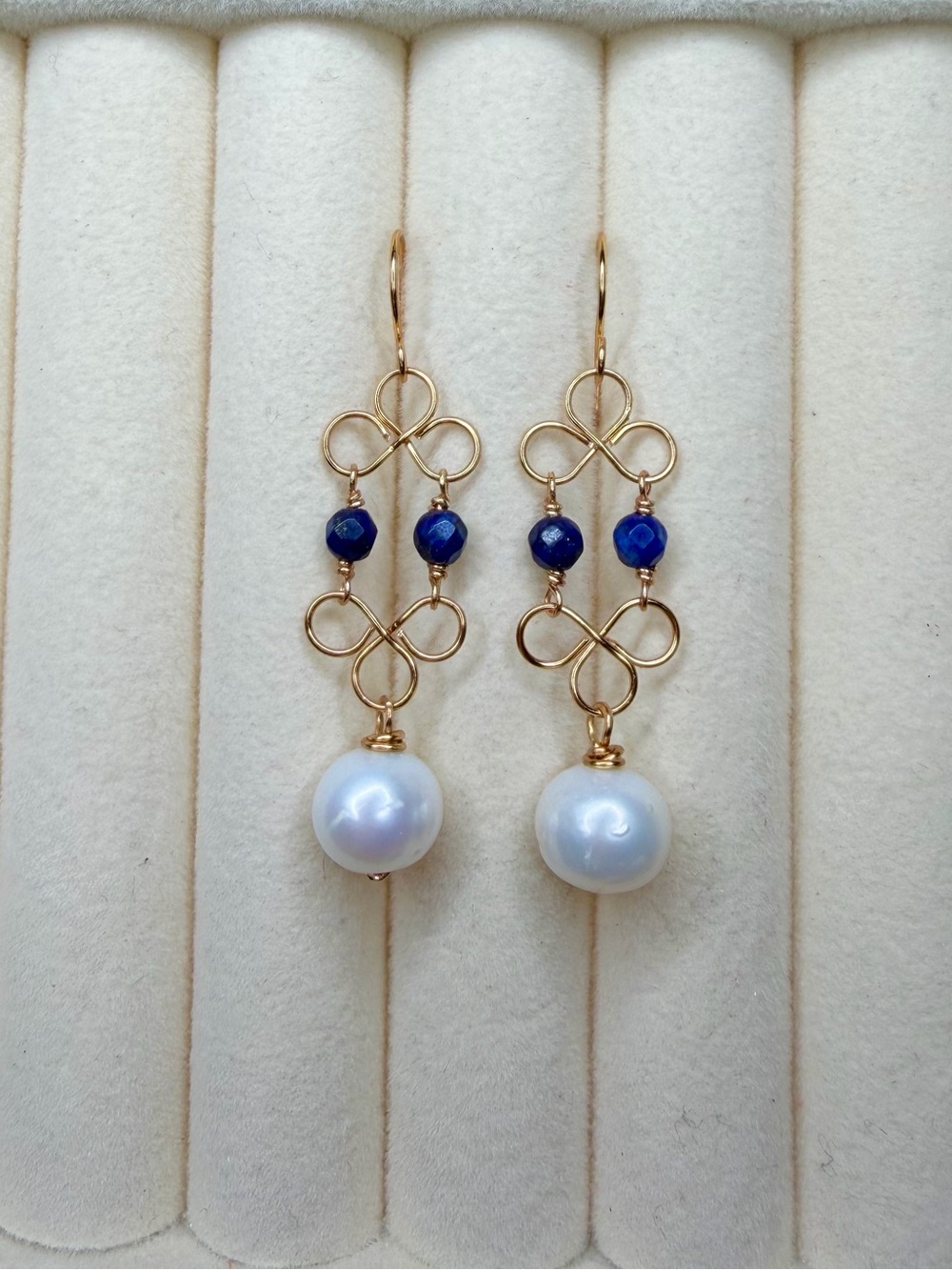 Lapis Pearl Earrings